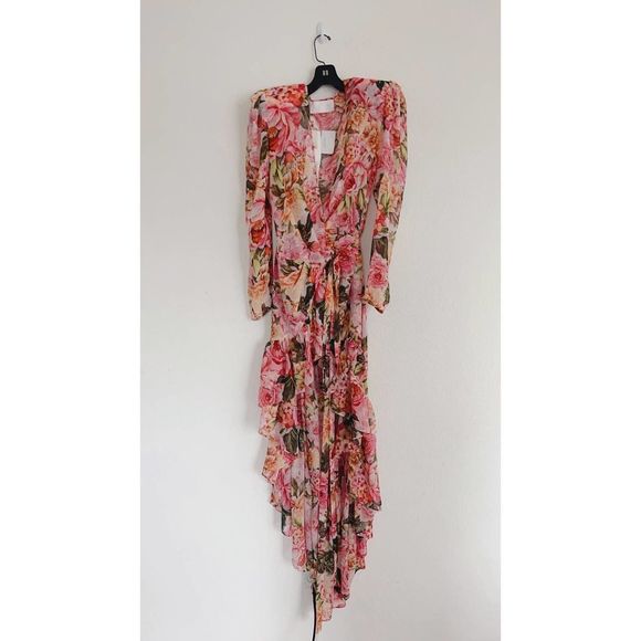 Bronx and Banco Rosa Wrap silk blend Dress in Rose & Multicolor XL(US10) - Picture 4 of 10